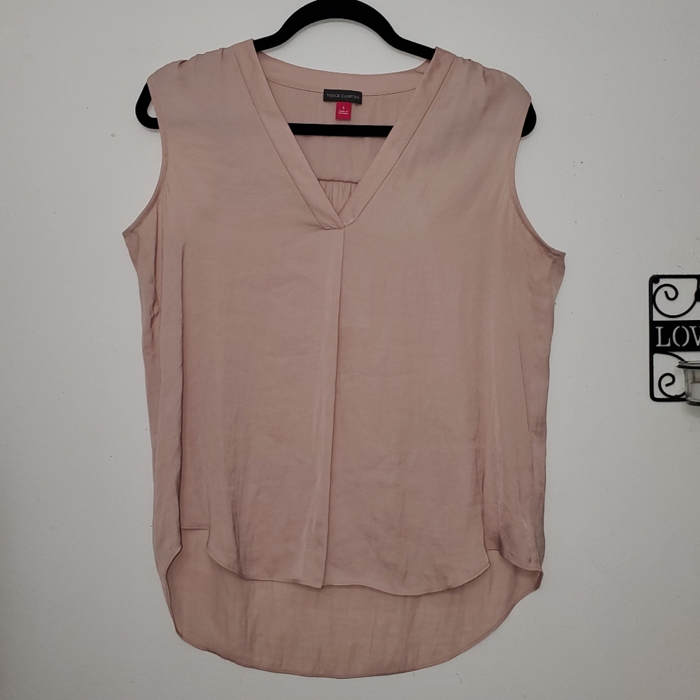Vince Camuto V-Neck Sleeveless Pink Blouse Top Size S